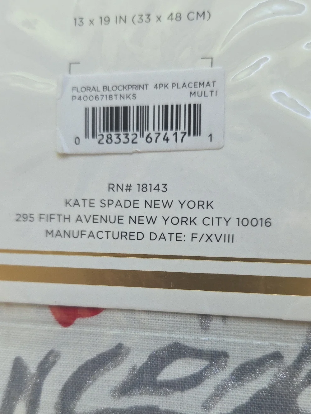 kate spade Red & Gray Floral Placemat Set Of 4